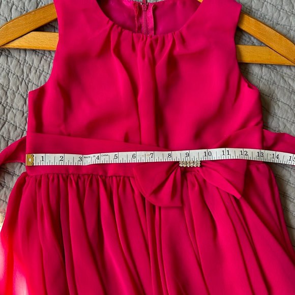Girls Fuchsia dress Chiffon with asymetric Ruffle - Picture 11 of 12